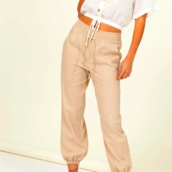 Pants - Taupe high waist trousers